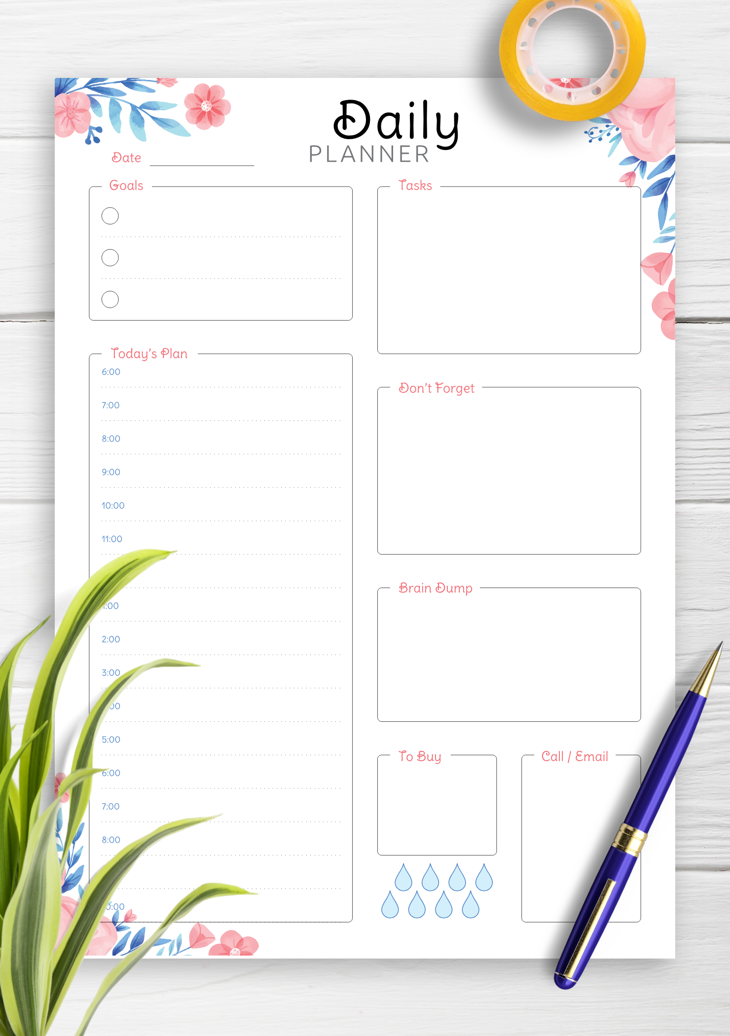 Download Printable Hourly Planner With Daily Tasks amp Goals PDF Download Printable Hourly Planner With Daily Tasks amp Goals PDF
