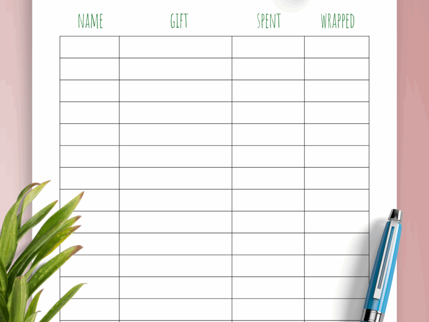 Download Printable Simple Bright Christmas Gift List PDF