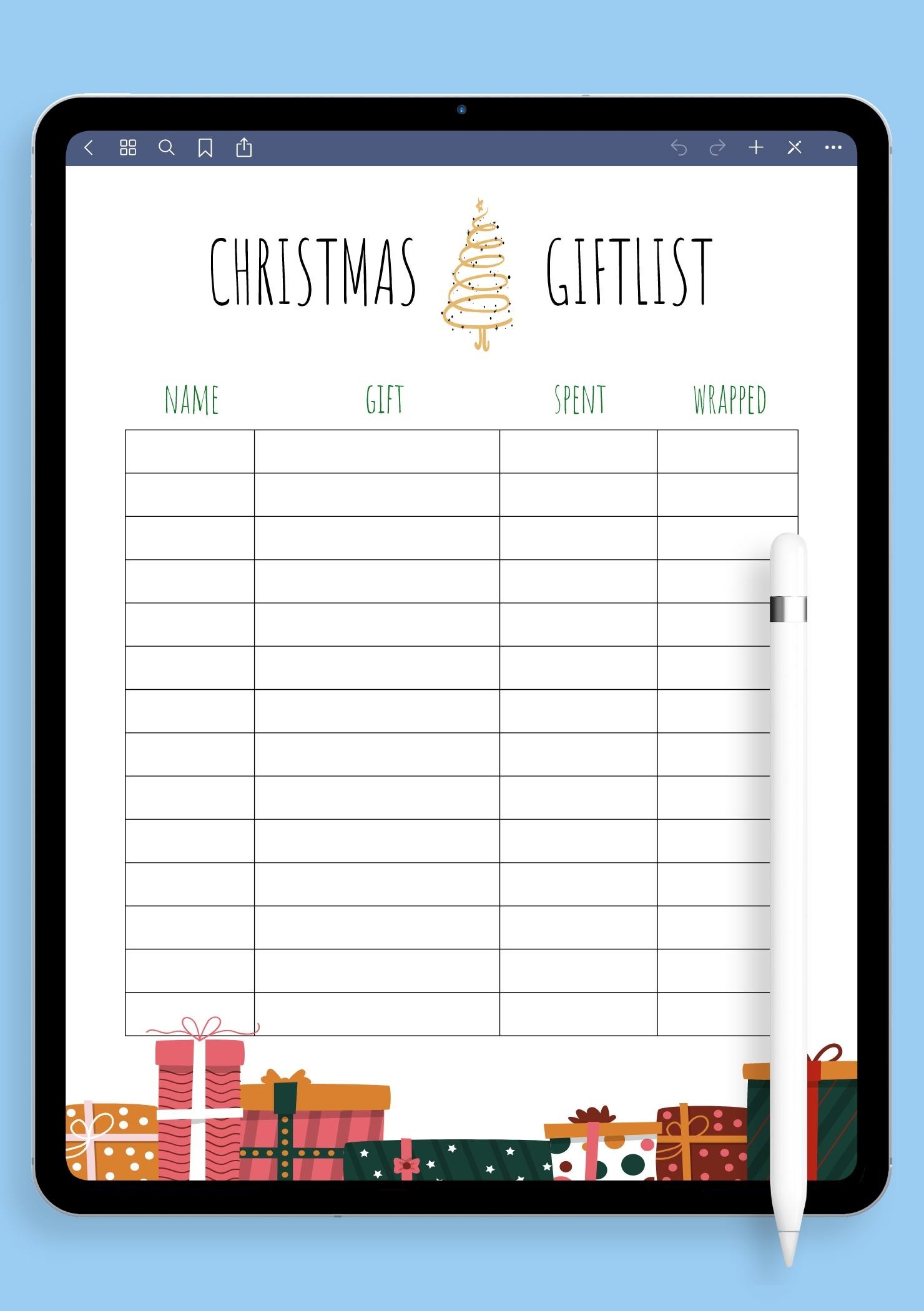 Christmas Gift Printable List Homeschool Christmas Gift Printable List Homeschool
