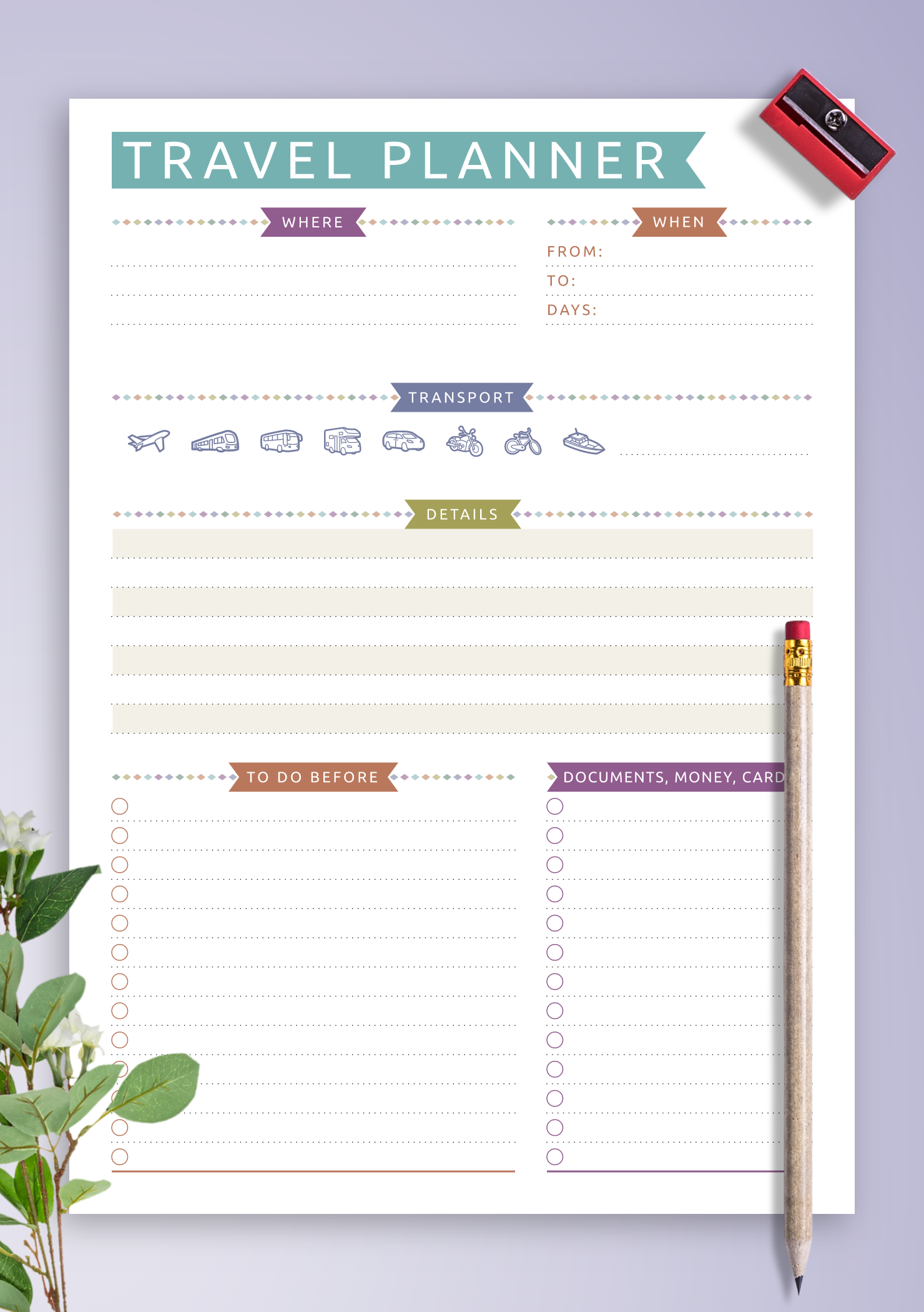 Download Printable Travel Planner Template Casual Style PDF Download Printable Travel Planner Template Casual Style PDF