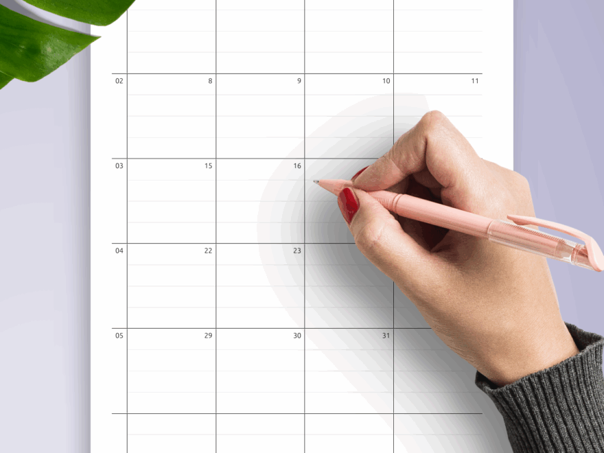 Download Printable Two Page Lined Monthly Calendar PDF