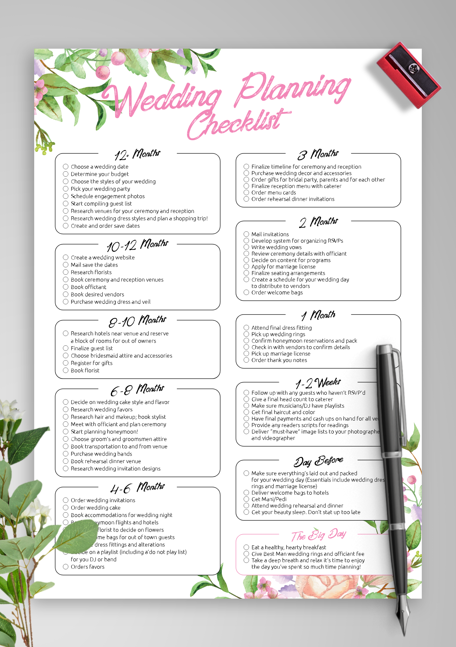 Wedding Printable Checklist Planner