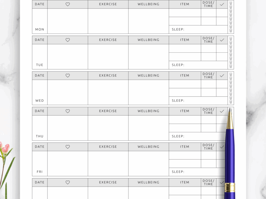 Download Printable Weekly Fitness Planner Template PDF