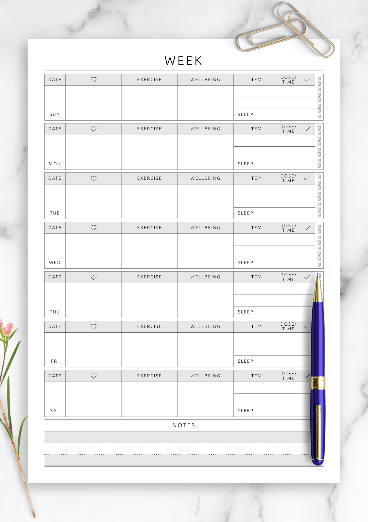 Download Printable Weekly Fitness Planner Template PDF Download Printable Weekly Fitness Planner Template PDF
