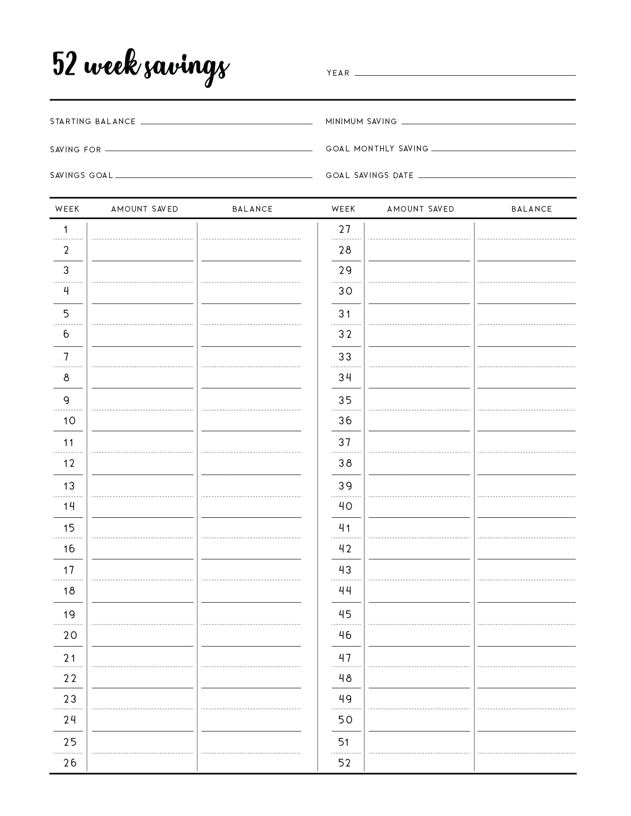 Free Printable Saving Sheets