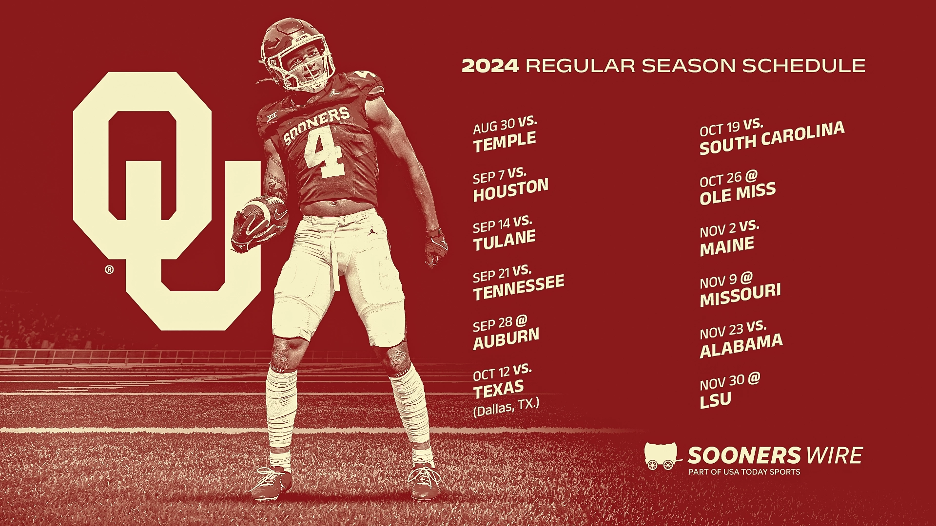 Downloadable 2024 Oklahoma Sooners Football Schedule