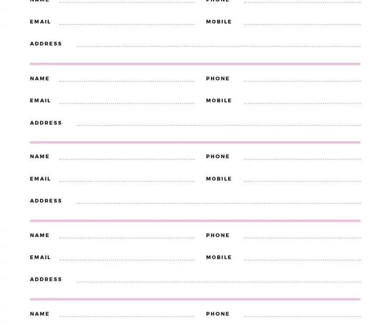 Downloadable Contact List Templates 16 FREE PDF Files