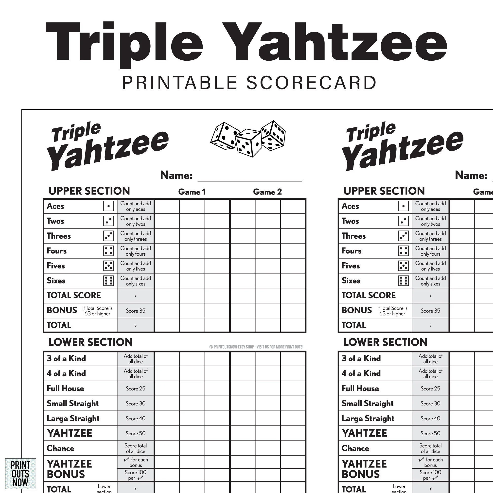 Druckbares Triple Yahtzee Scorecards Scorepad Druck So Viele Wie Druckbares Triple Yahtzee Scorecards Scorepad Druck So Viele Wie