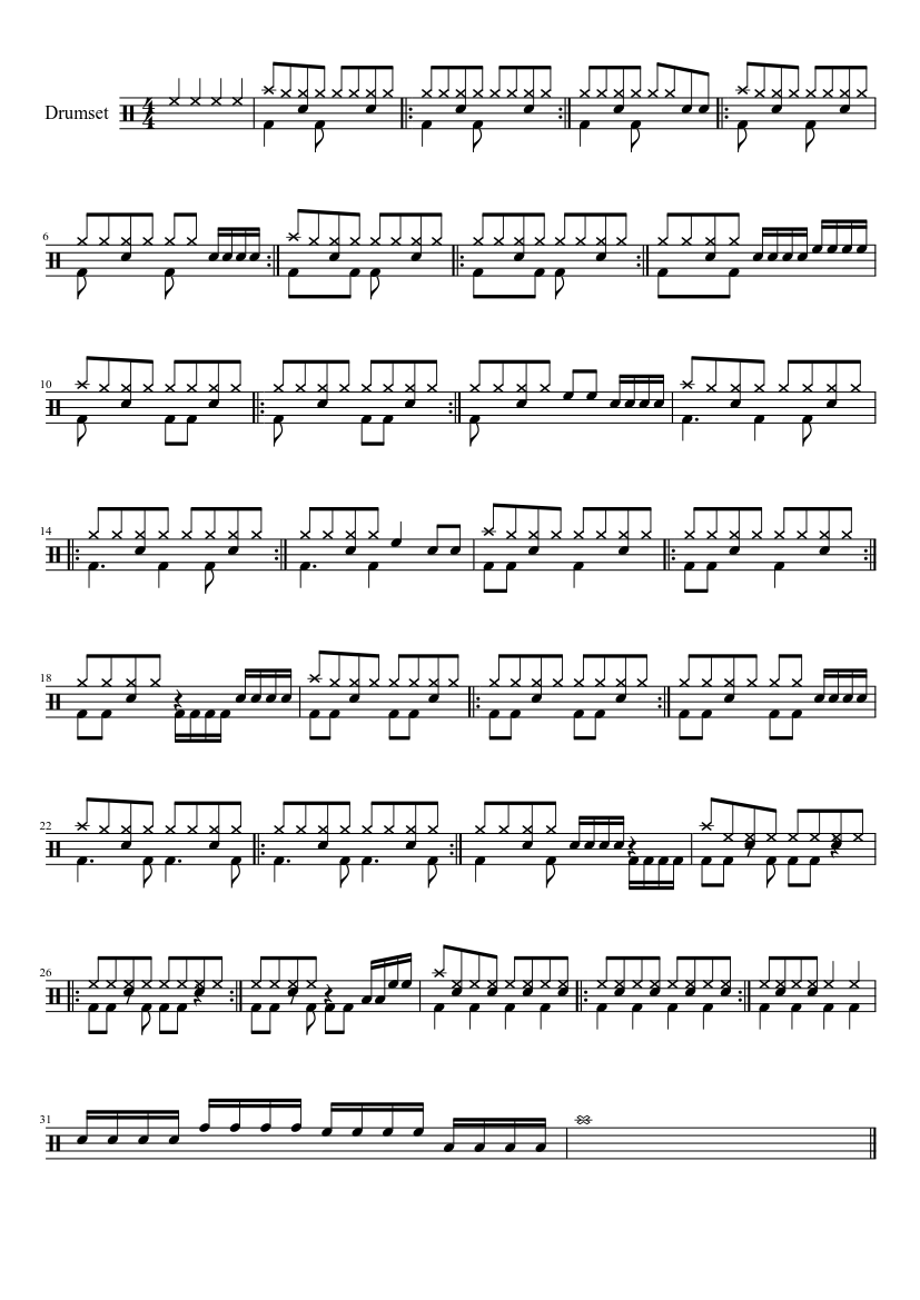 Free Printable Rock Drum Sheet Music Free Printable Rock Drum Sheet Music
