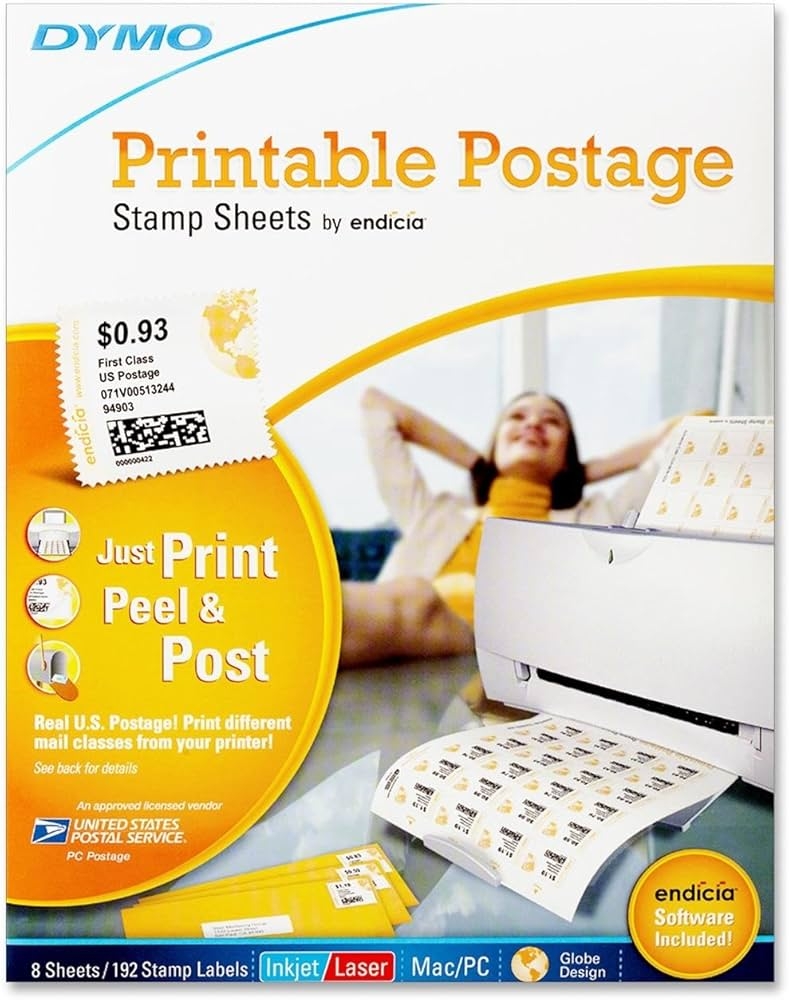 DYMO Authentic Printable Postage Stamp Sheets By Endicia For 