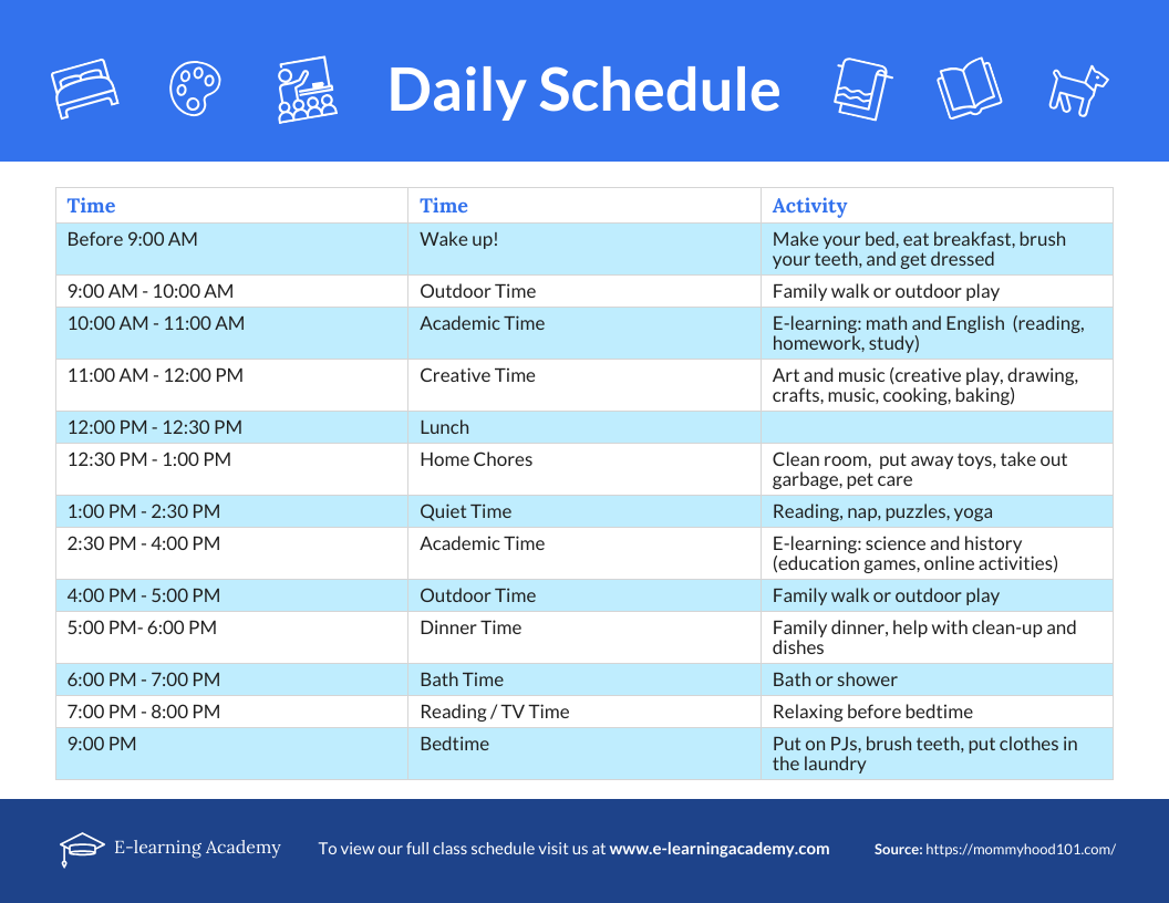 E learning Daily Schedule Venngage E learning Daily Schedule Venngage