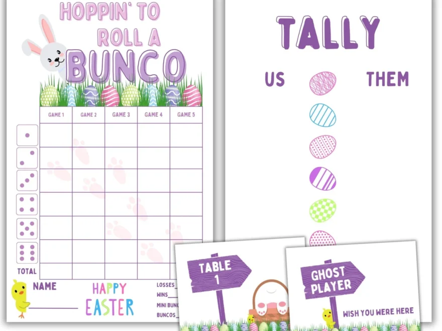 Easter Bunco INSTANT DOWNLOAD Bunco Score Card April Bunco