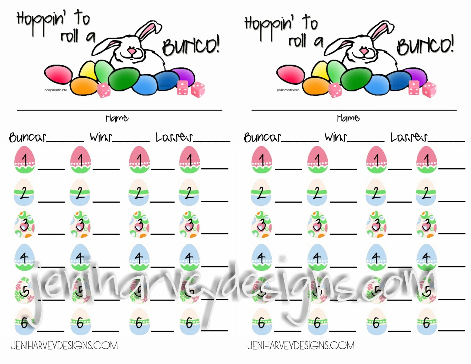 Easter Bunco Score Sheet Etsy Easter Bunco Score Sheet Etsy