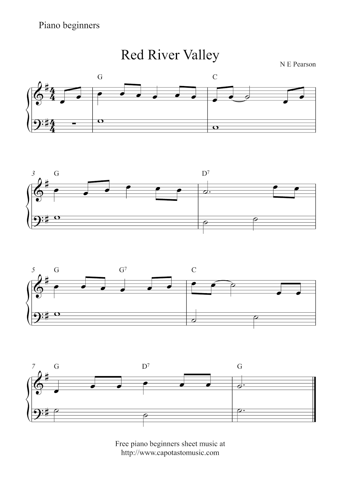 Printable Beginners Piano Sheet Music