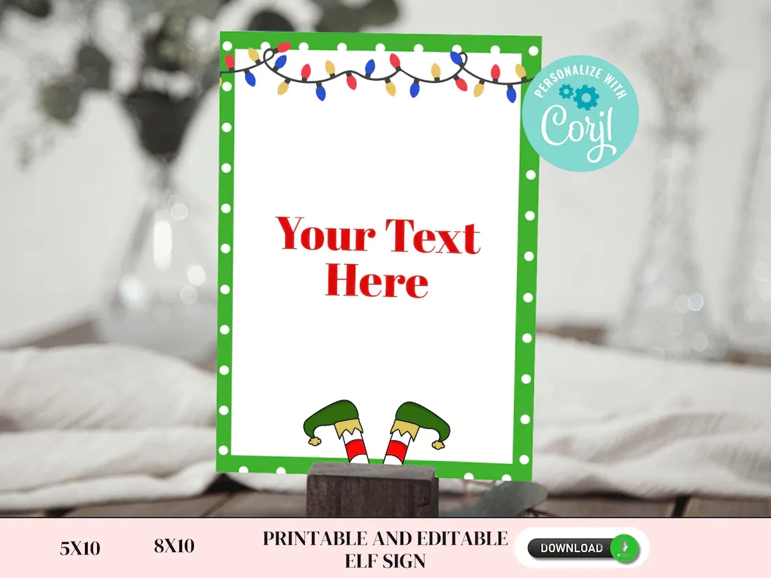 Editable And Printable Elf Sign Custom Text Elf Letterhead Editable And Printable Elf Sign Custom Text Elf Letterhead
