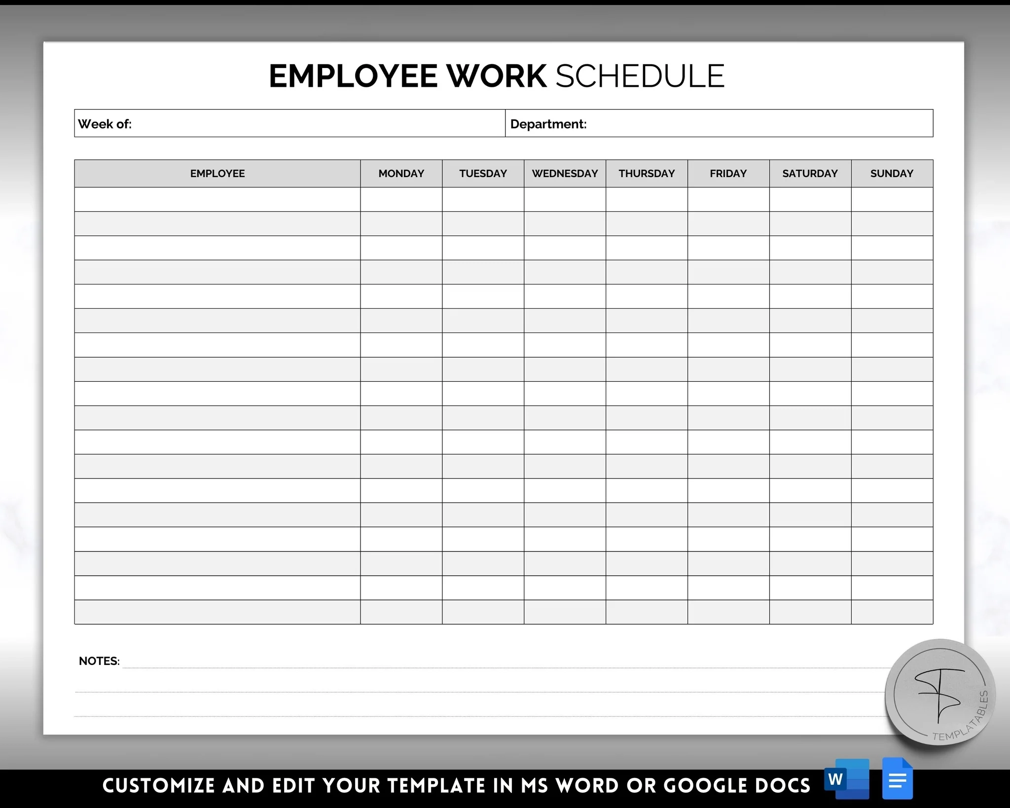 Printable Weekly Schedule For Employees