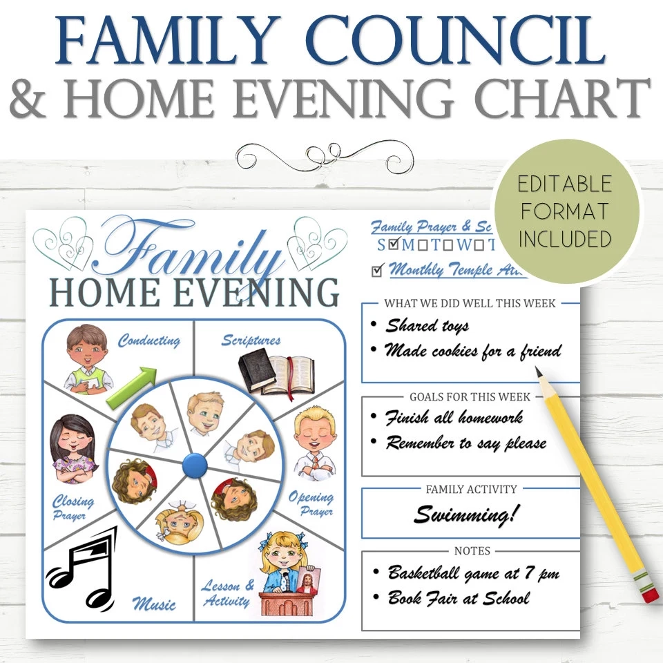 Family Home Evening Chart Printable Family Home Evening Chart Printable