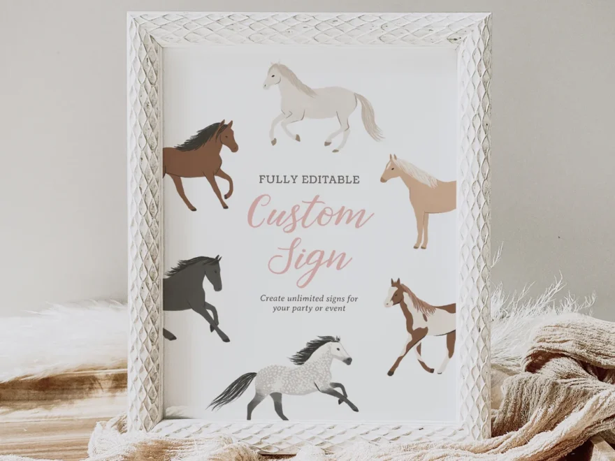 Editable Horse Birthday Custom Sign Template Little Folk Printables