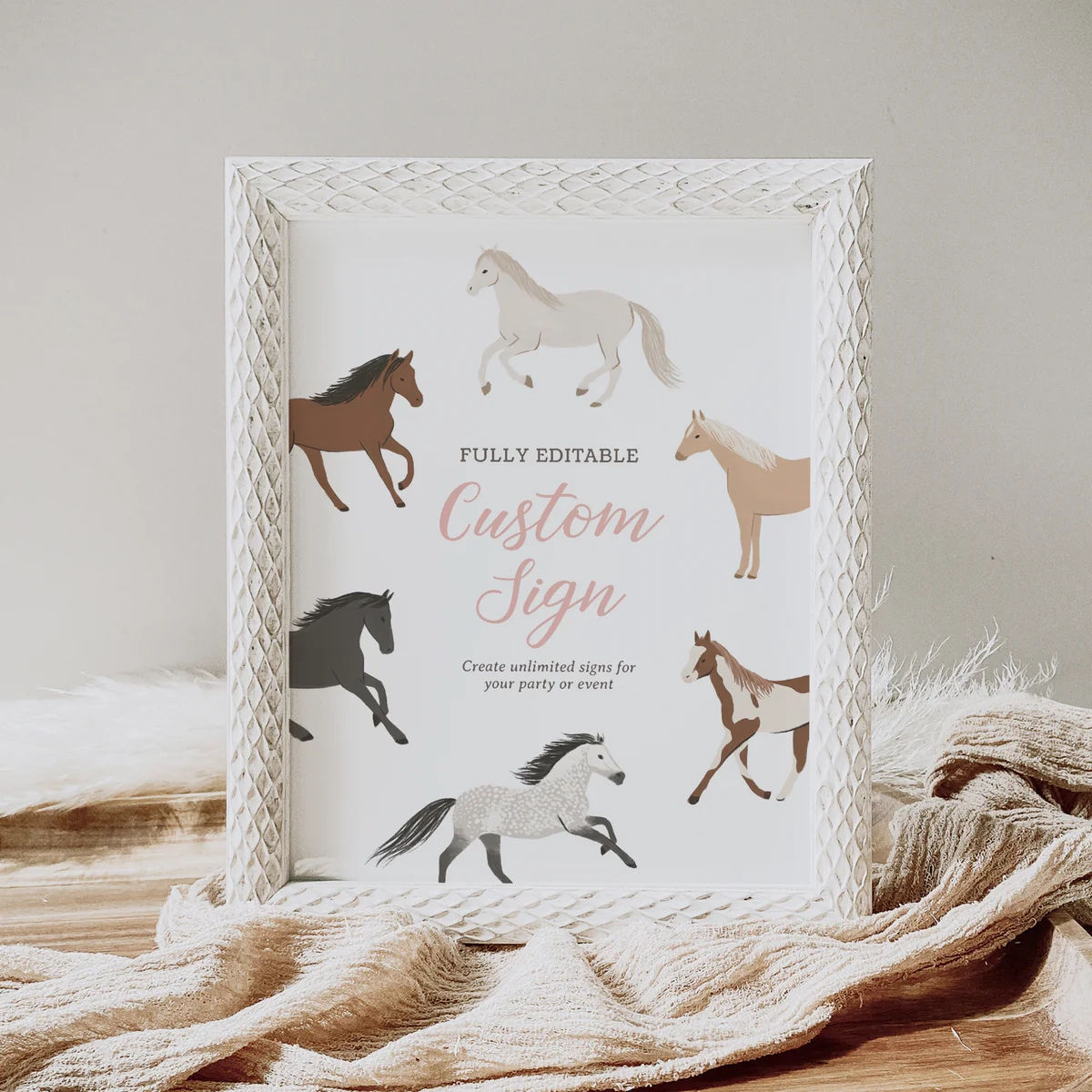 Editable Horse Birthday Custom Sign Template Little Folk Printables