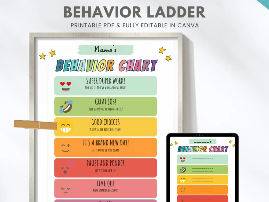 Editable Kids Behavior Chart Printable Children Behavior Ladder