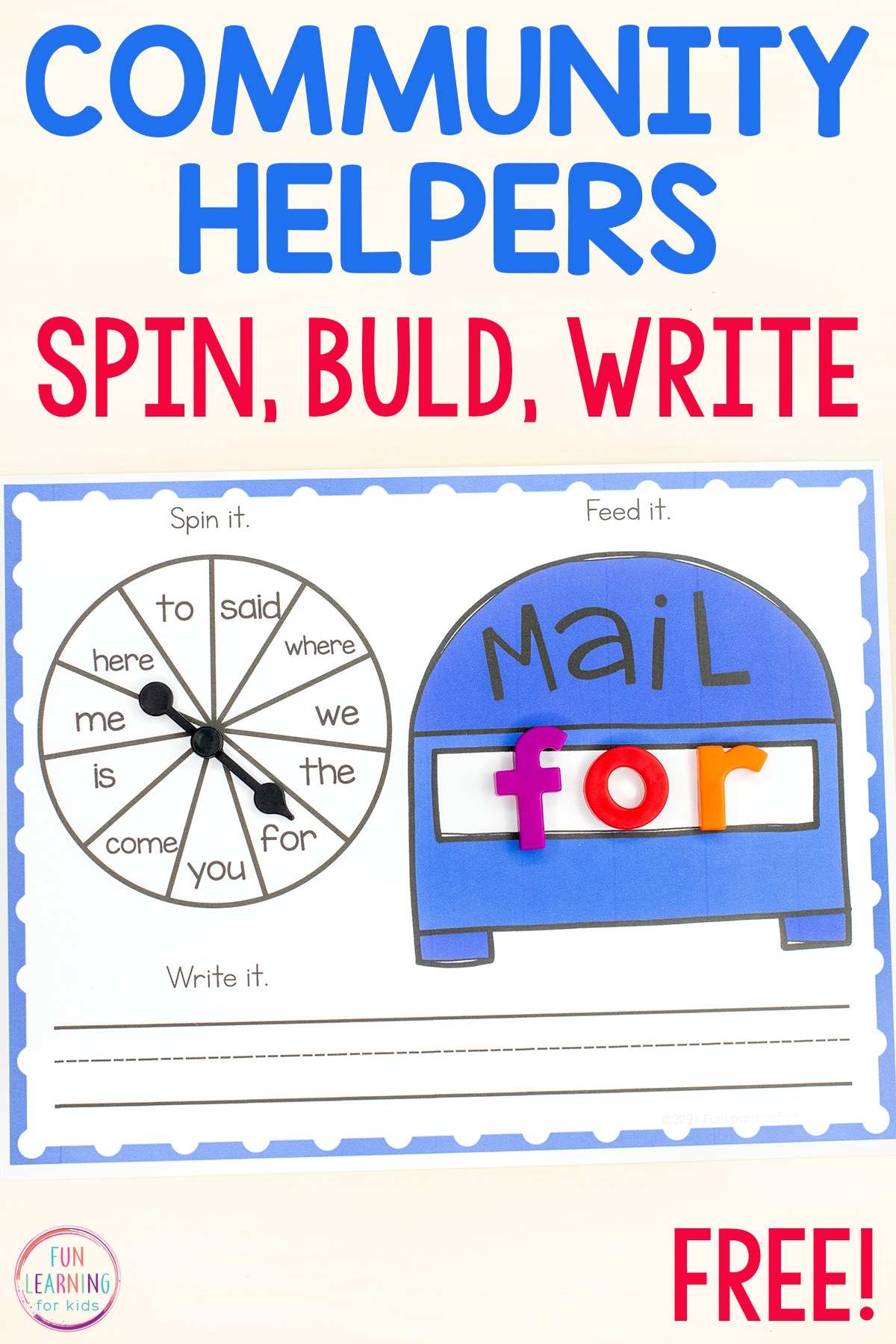 Editable Mailbox Spin And Build Mats Word Work Printable