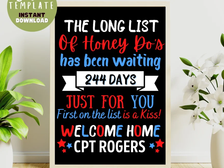 Editable Printable Military Homecoming Sign Digital Welcome Home
