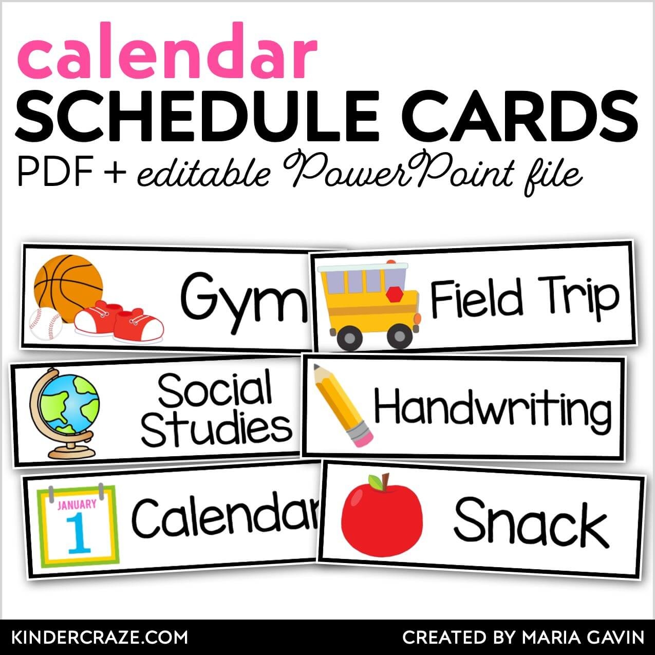 Free Printable Kindergarten Schedule Cards