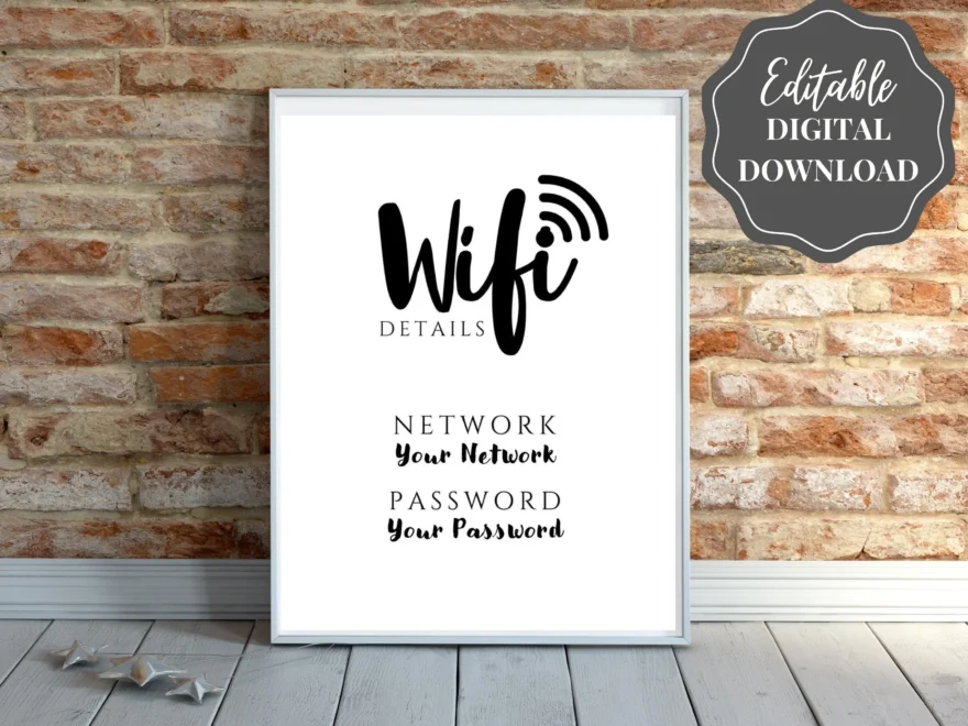 Editable Wifi Sign Printable Templates For Airbnb And Restaurants