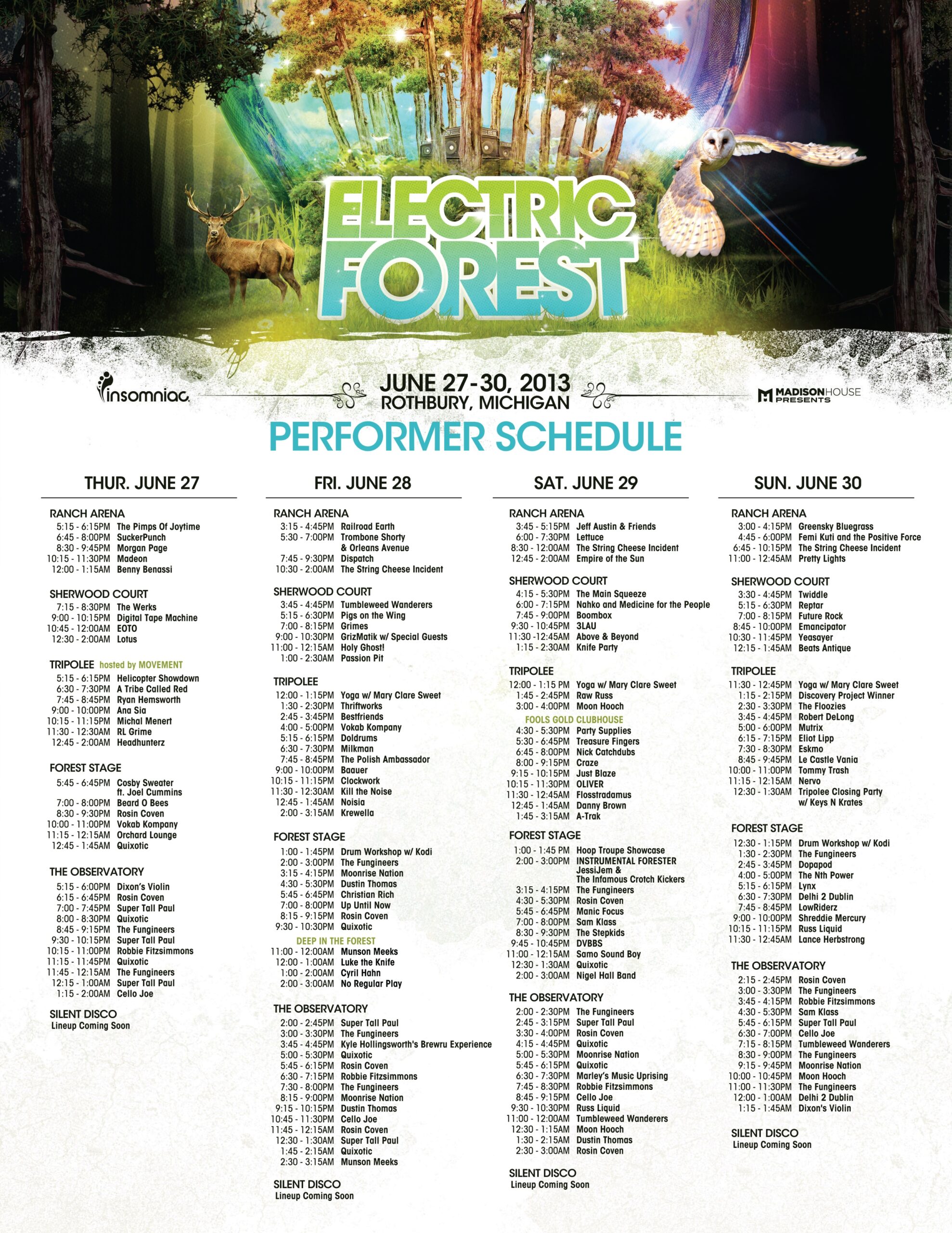 Printable Electric Forest Schedule Printable Electric Forest Schedule