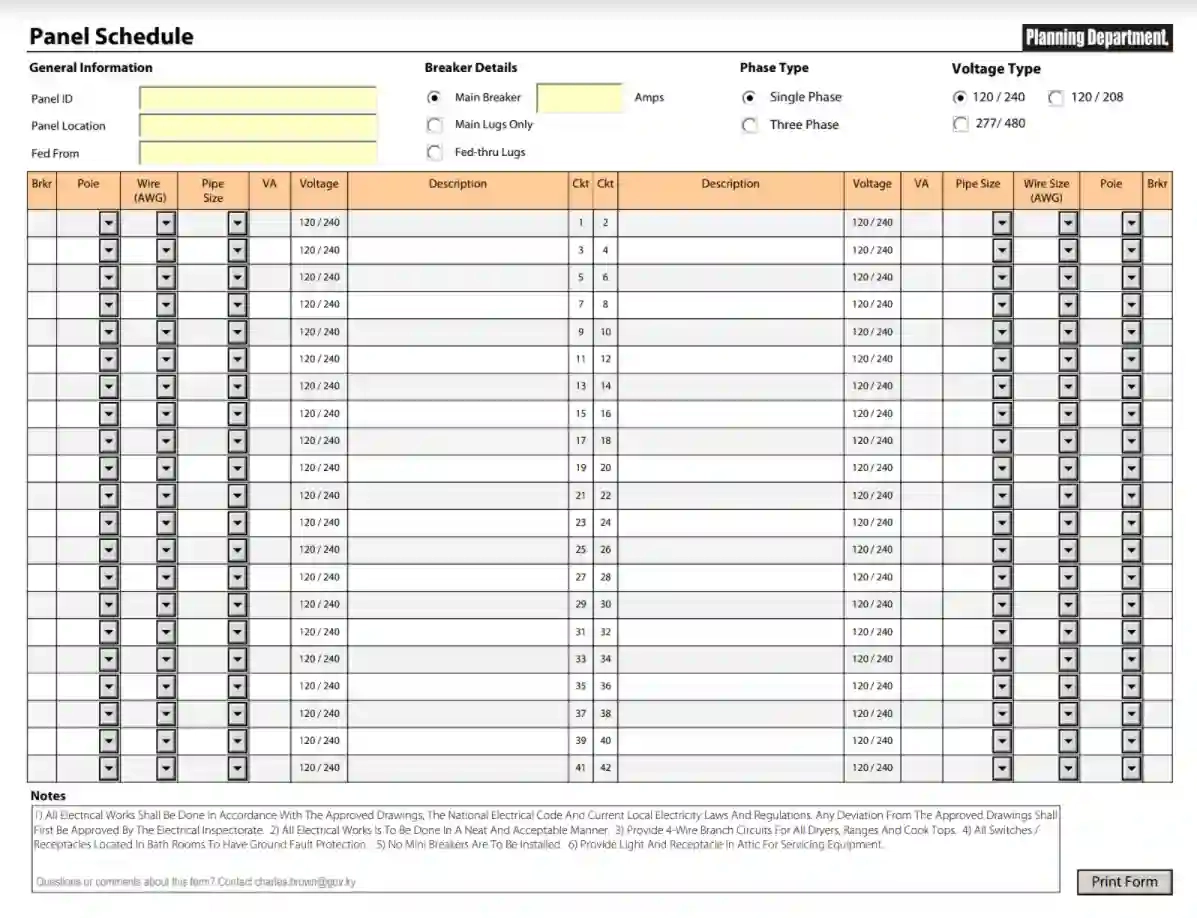 Electrical Panel Schedule Template Fill Out Printable PDF Forms Electrical Panel Schedule Template Fill Out Printable PDF Forms