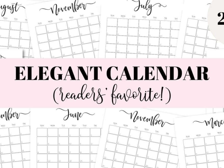 Elegant Printable Calendar 2026 By SaturdayGift Readers Favorite