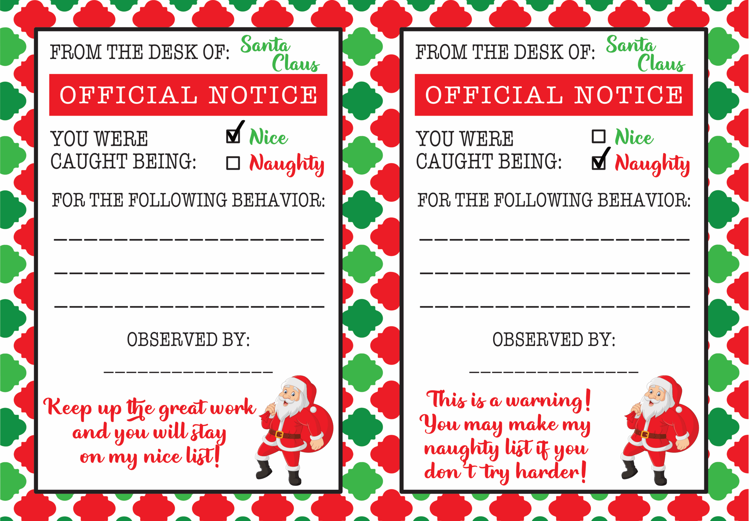 Elf Nice List Printable