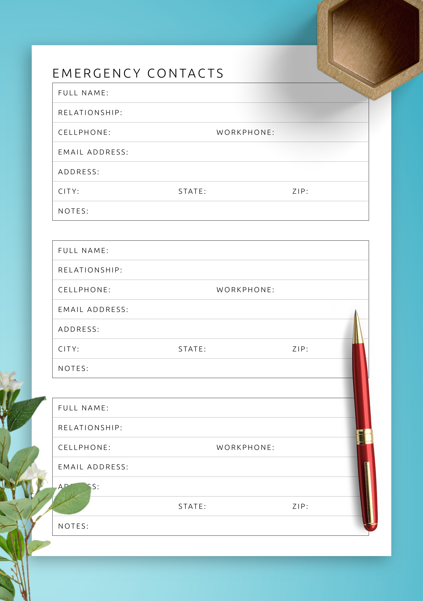 Free Printable Emergency Contact Sheet Free Printable Emergency Contact Sheet