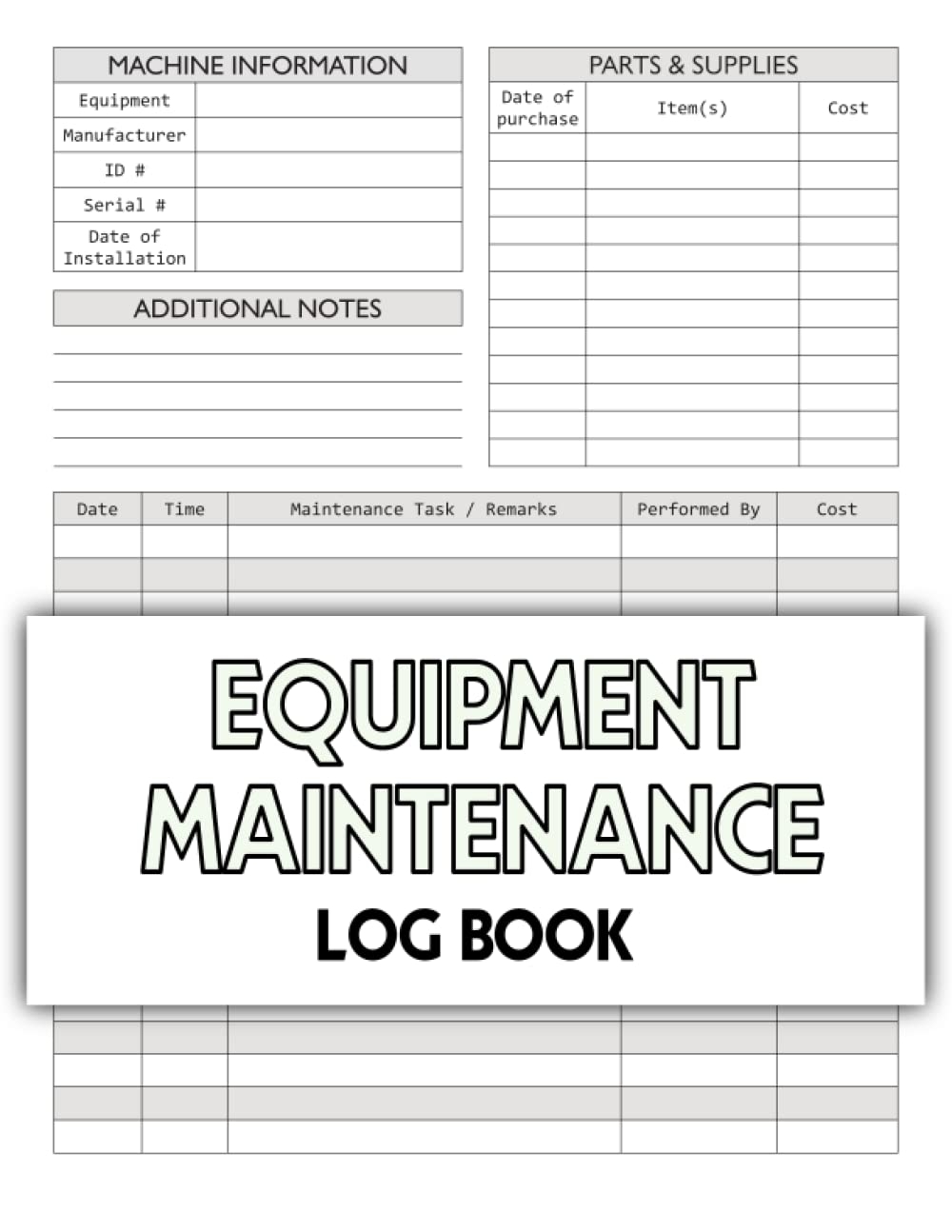 Equipment Maintenance Log Book Equipment Maintenance And Repair Record Book Equipment Maintenance Sheets Publishing Liquid Amazon de Books Equipment Maintenance Log Book Equipment Maintenance And Repair Record Book Equipment Maintenance Sheets Publishing Liquid Amazon de Books