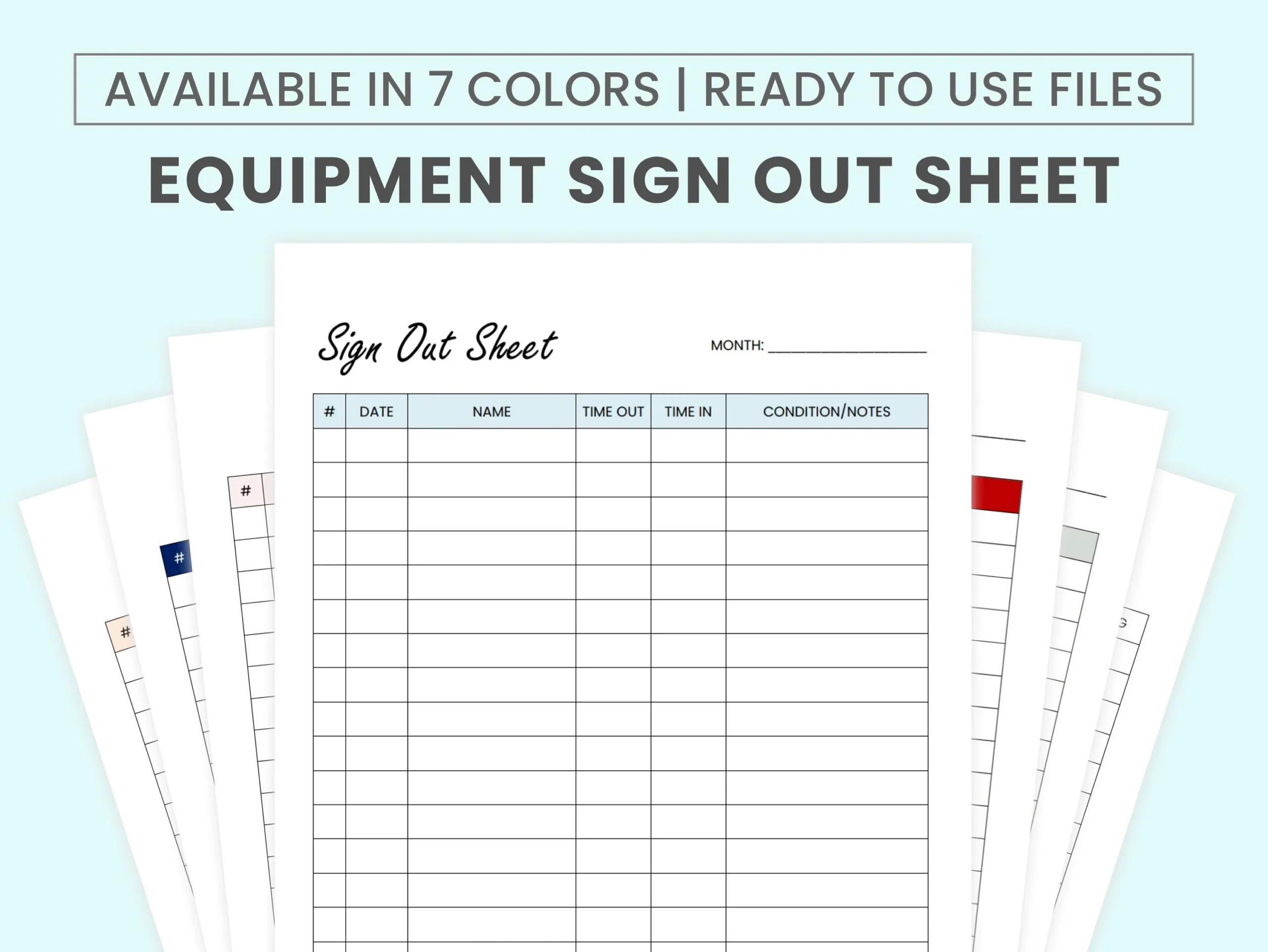 Printable Equipment Sign Out Sheet Template