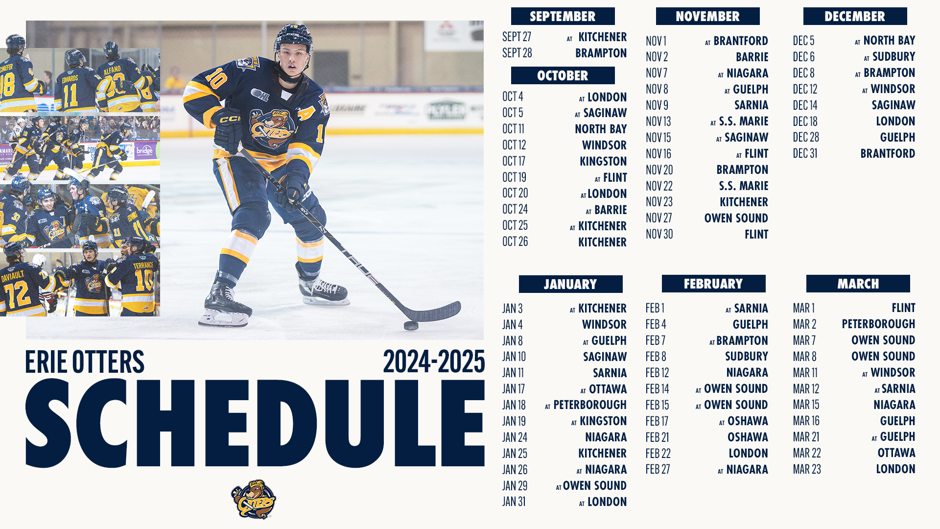 Erie Otters Announce 2024 25 Ontario Hockey League Schedule Erie Erie Otters Announce 2024 25 Ontario Hockey League Schedule Erie