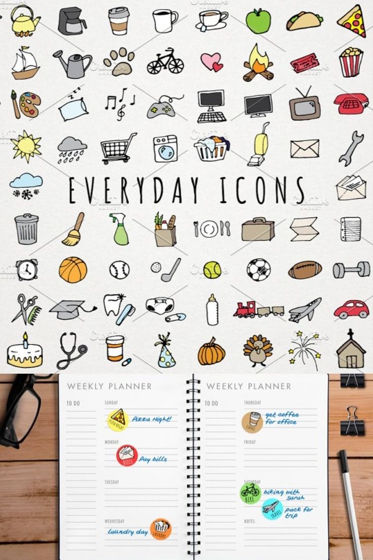 Hand Drawn Planner Icon Printable Set