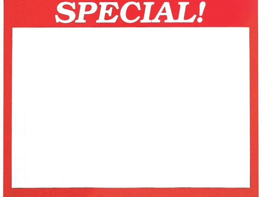 Expressly HUBERT White Grid Price Cards With Red Border Special