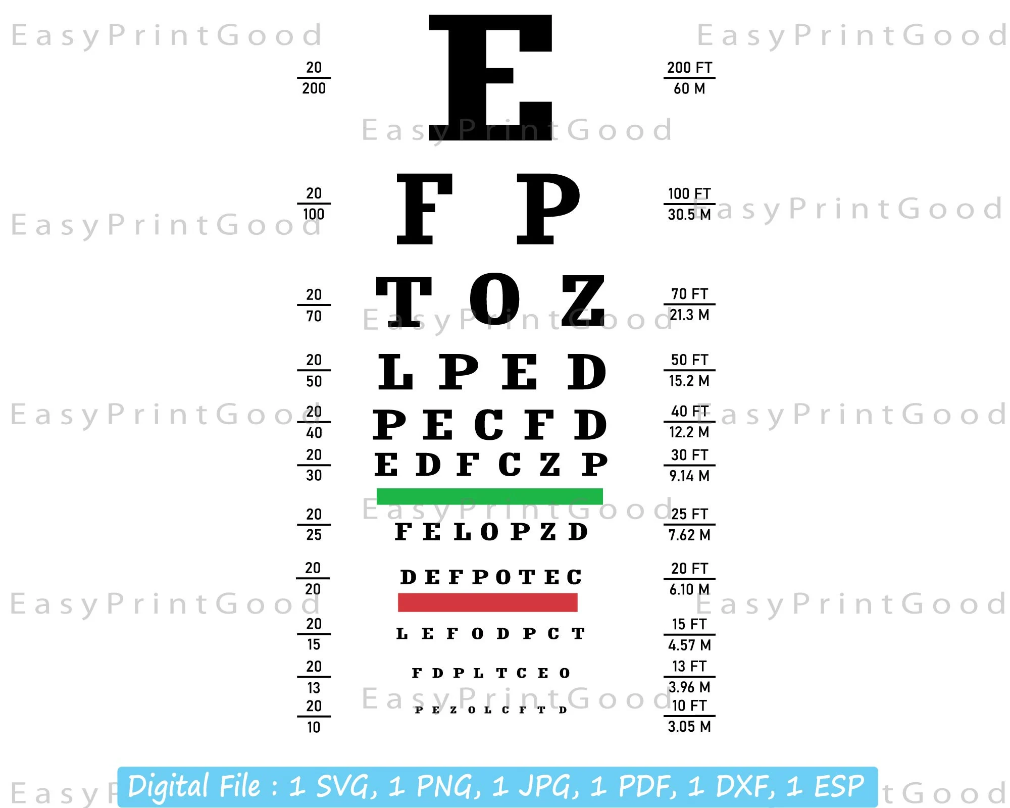 Eye Chart SVG Vision Test Clipart Medical Clinic Decor digital 