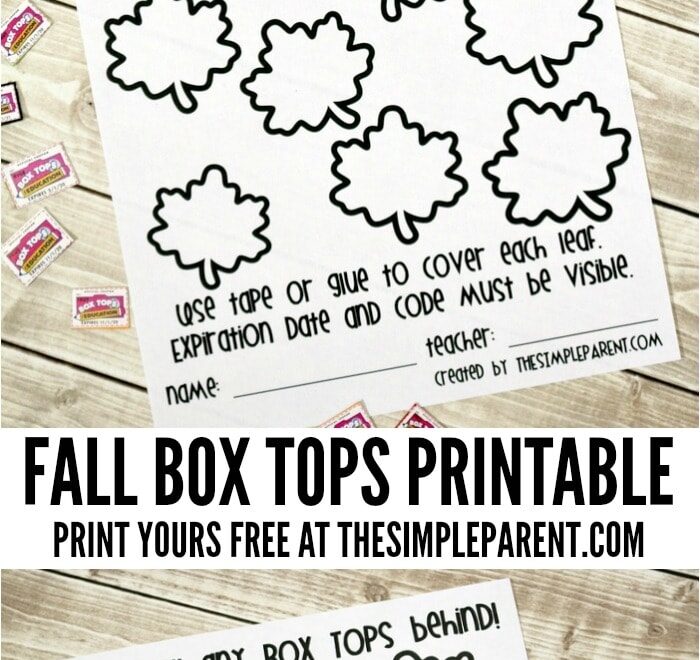 Fall Box Tops Printable Collection Sheet To Support Your School
