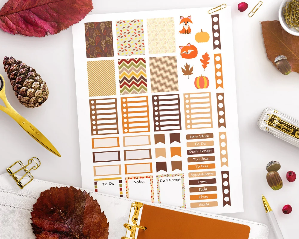 Fall Printable Planner Stickers The Digital Download Shop