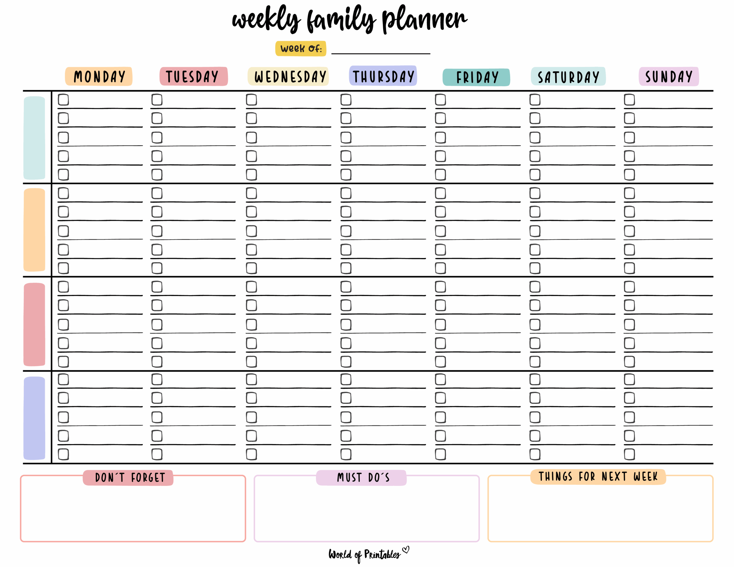 Printable 4 Porson Planner Printable 4 Porson Planner