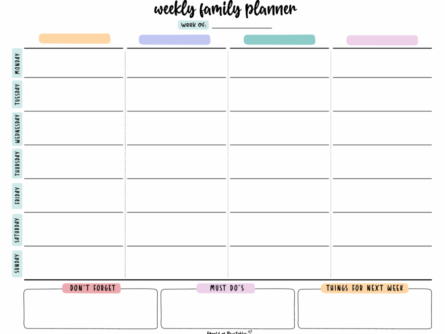 Family Planner World Of Printables