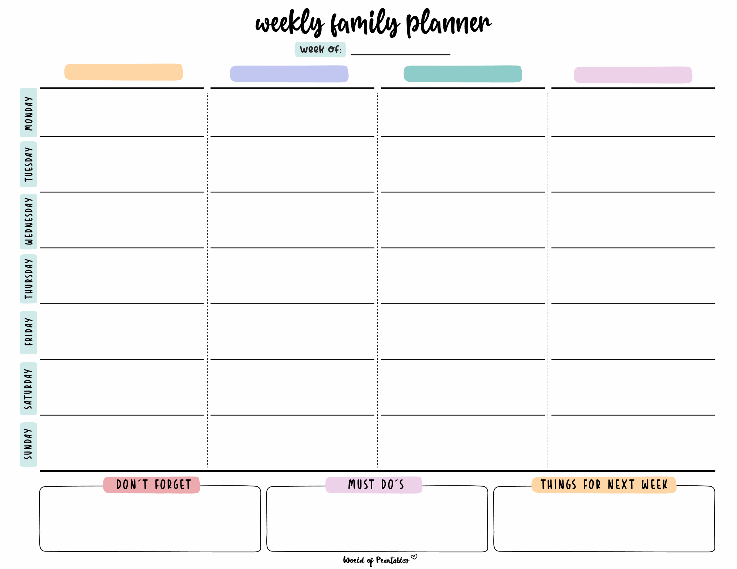 Family Planner World Of Printables Family Planner World Of Printables