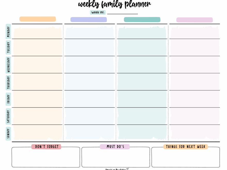 Family Planner World Of Printables