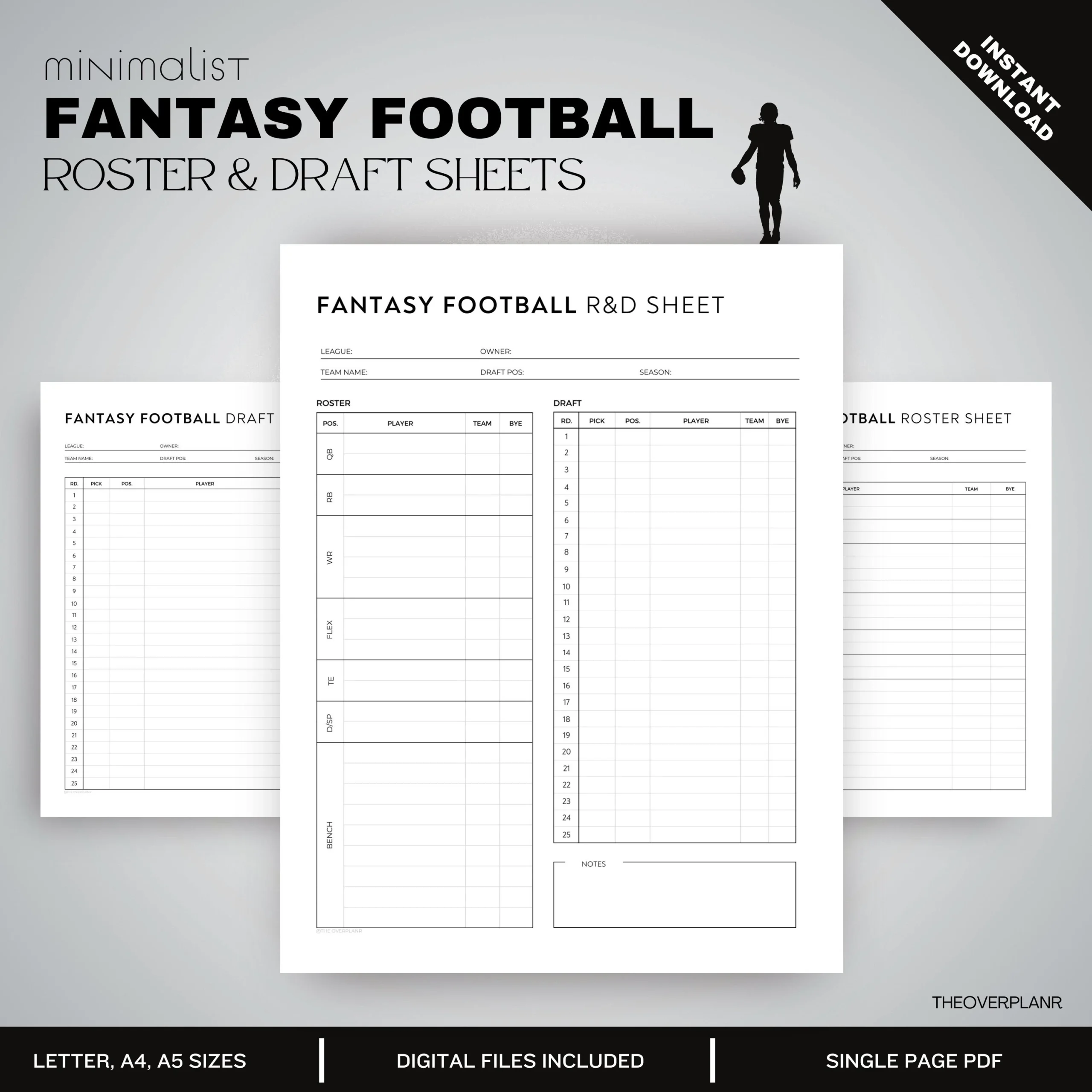 Fantasy Football Draft Kit Printable Roster Cheat Sheet digital Download US Letter a4 a5 ipad Template Etsy Fantasy Football Draft Kit Printable Roster Cheat Sheet digital Download US Letter a4 a5 ipad Template Etsy