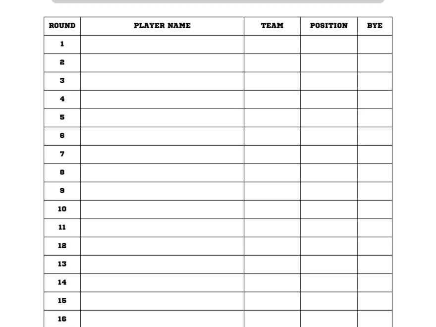 Fantasy Football Draft Sheet Printable Draft Day Kit digital Download Etsy