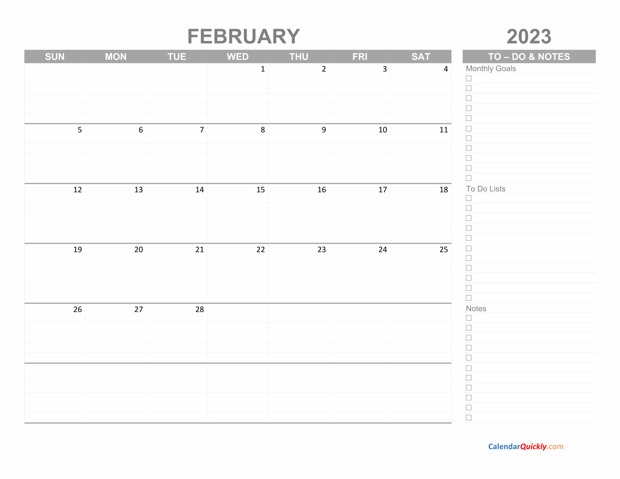 February 2023 Calendar With To Do List Calendar Quickly February 2023 Calendar With To Do List Calendar Quickly