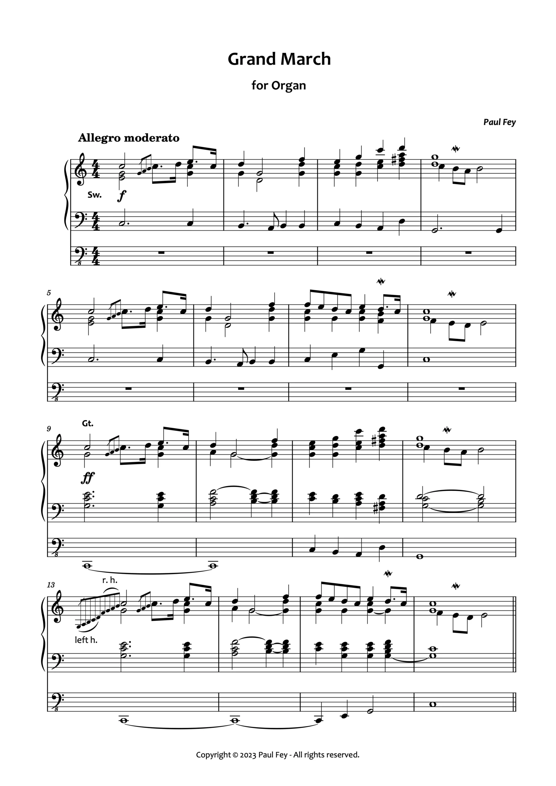 Printable Organ Sheet Music