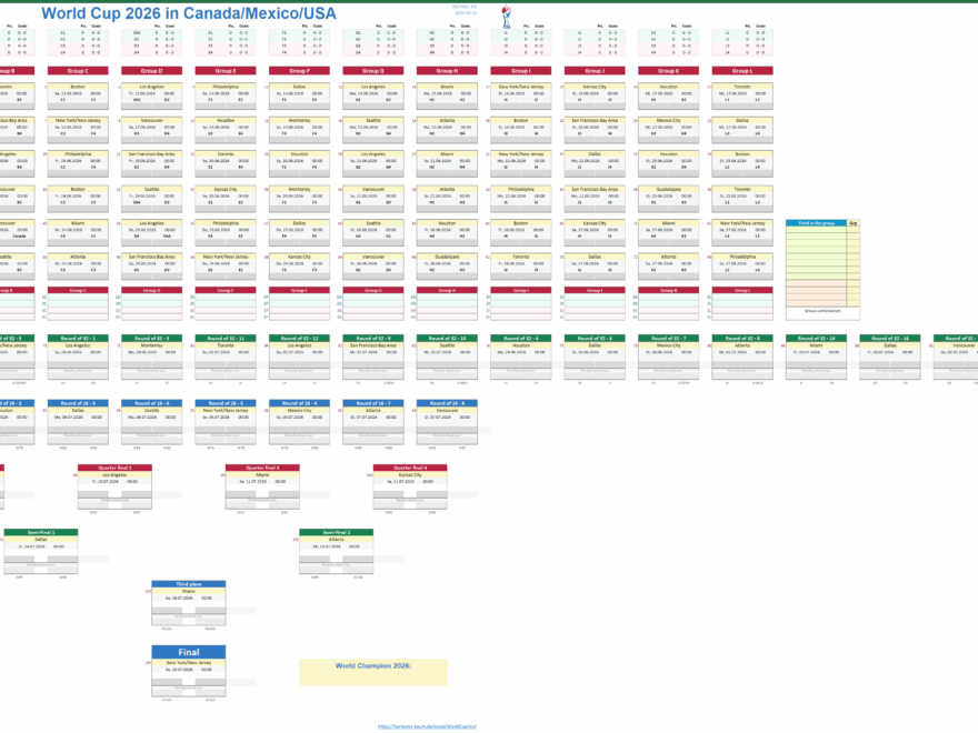 FIFA World Cup 2026 Excel Schedule Everything Fully Automatic